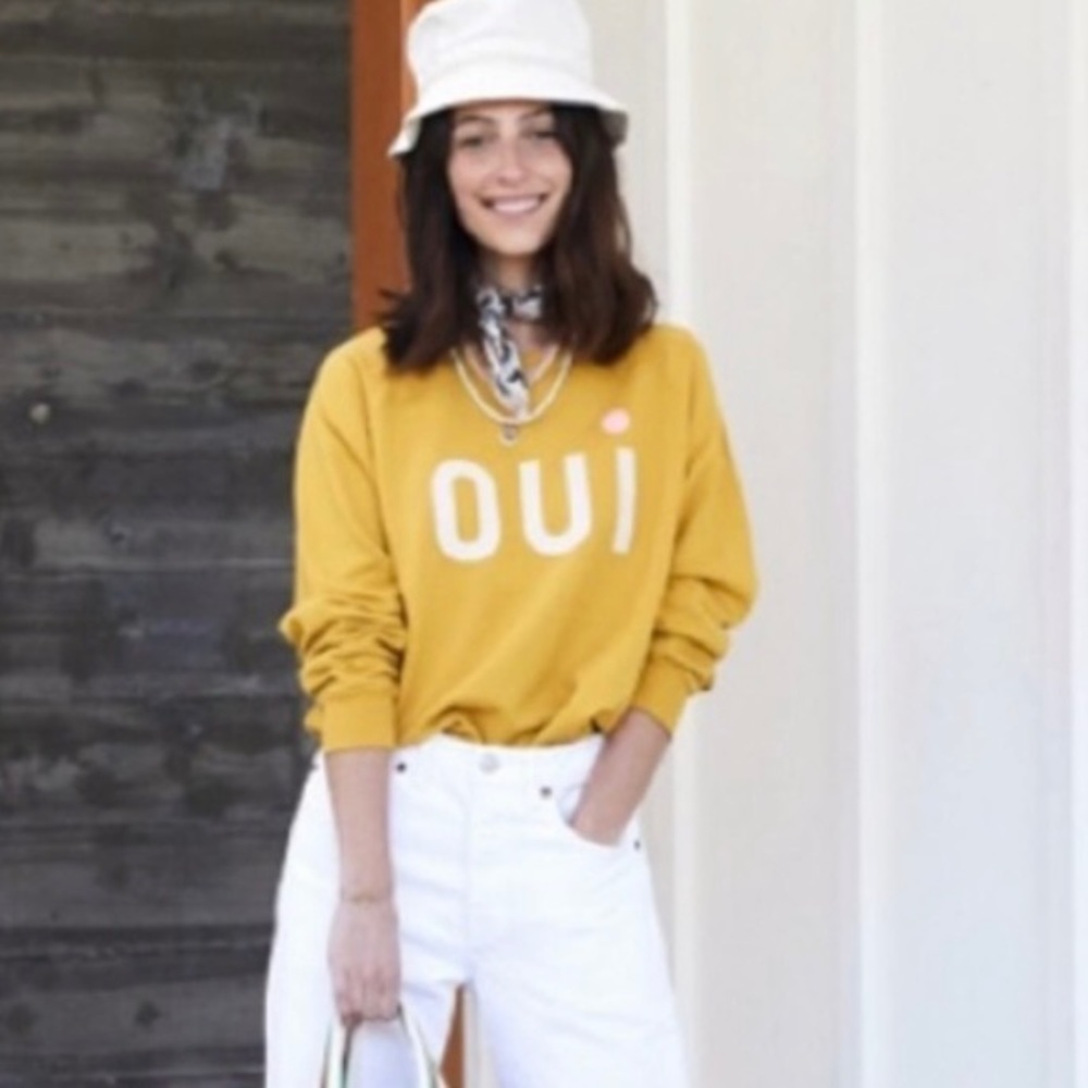 Clare V Yellow Oui Sweatshirt XL
